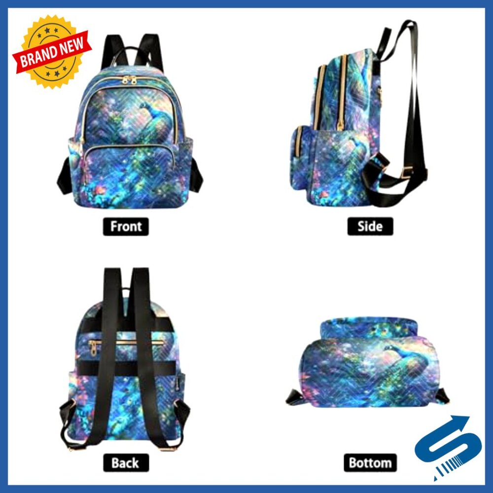 Quilted Wave Pattern Backpack Purse Lightweight T… - image 2